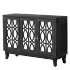 3 Door Mirrored Buffet Cabinet with Silver Handle