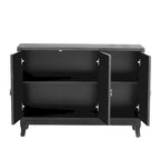 3 Door Mirrored Buffet Cabinet with Silver Handle