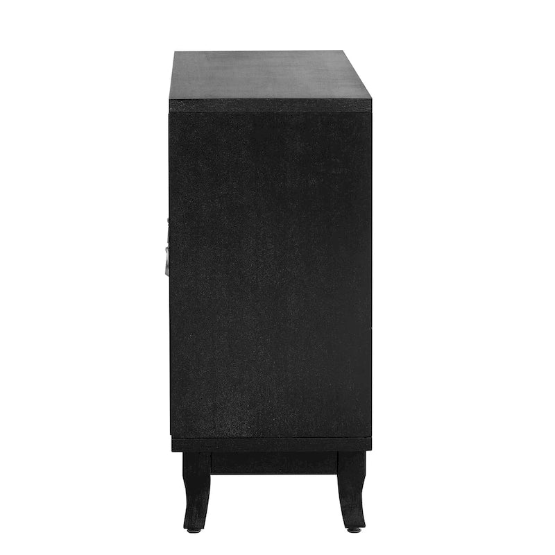3 Door Mirrored Buffet Cabinet with Silver Handle