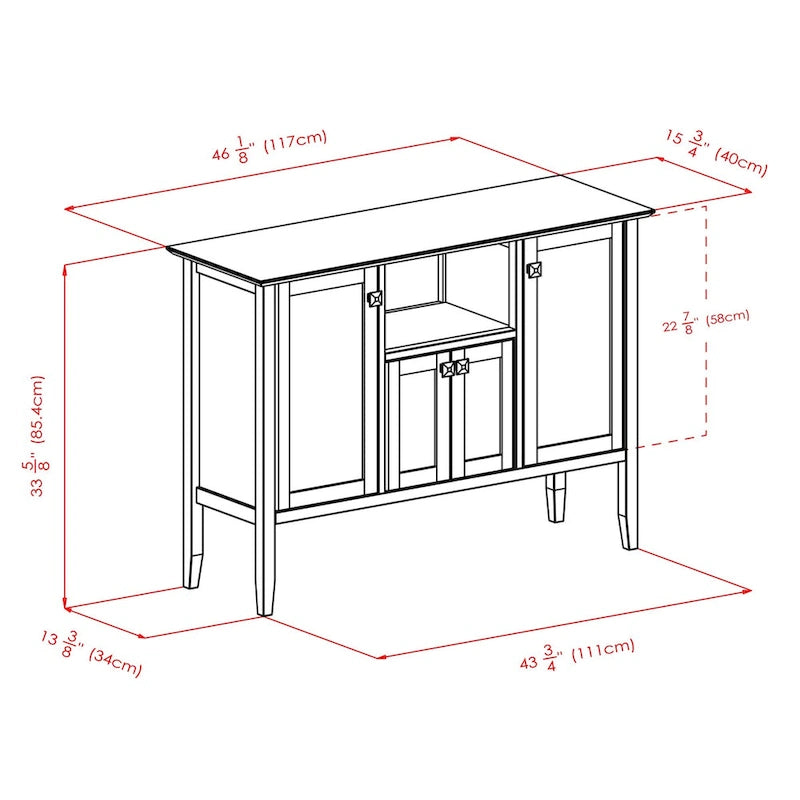 Buffet Cabinet, Coffee - 46W x 15.75D x 33.6H