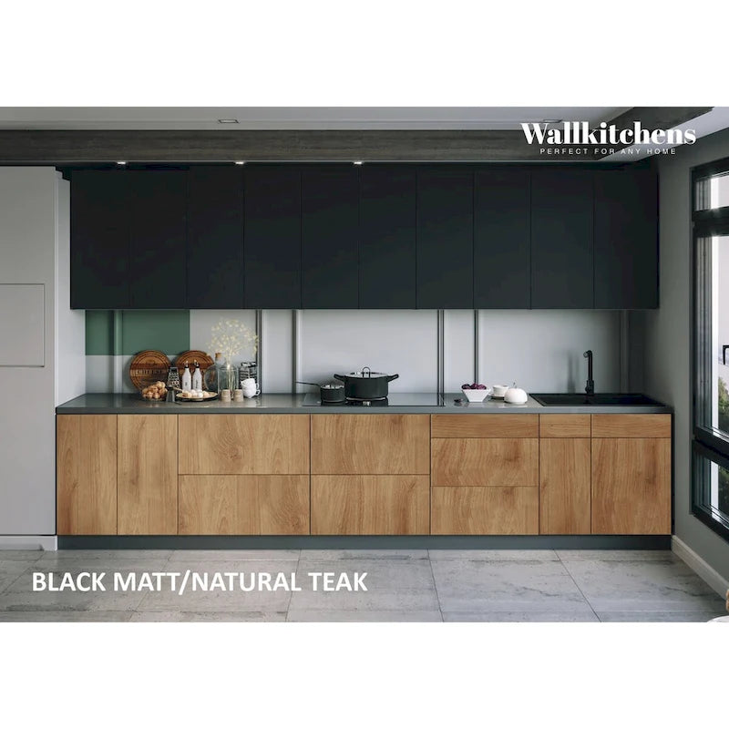 Kitchen Collection Natural Teak & Black Color Base Size 13Ft Wide - 153x24