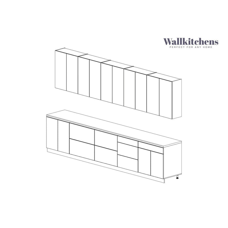 Kitchen Collection Natural Teak & Black Color Base Size 13Ft Wide - 153x24