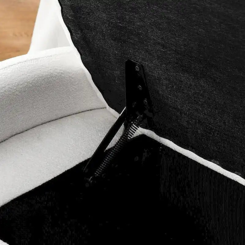 Oval Ottoman Storage Bench Chenille Fabric Bench with Large Storage Space