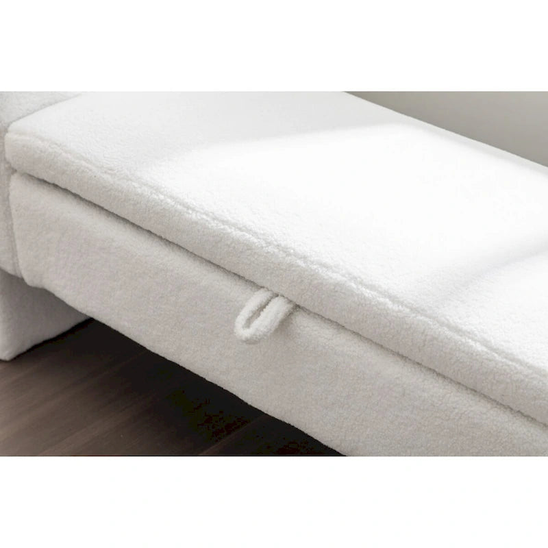 Teddy Fabric Storage Bench Bedroom Bench With Gold Metal Trim Strip For Living Room Bedroom Indoor