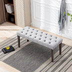 Upholstered Tufted Bench Ottoman Footrest Stool Accent Bench