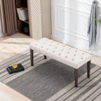 Upholstered Tufted Bench Ottoman Footrest Stool Accent Bench