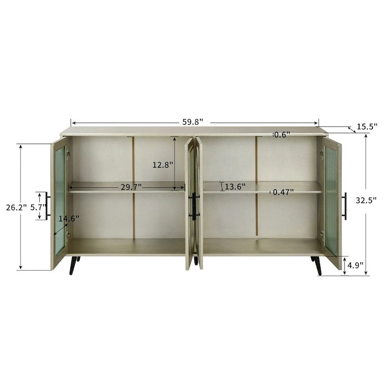 Wood Storage Cabinet with Doors and Adjustable Shelves