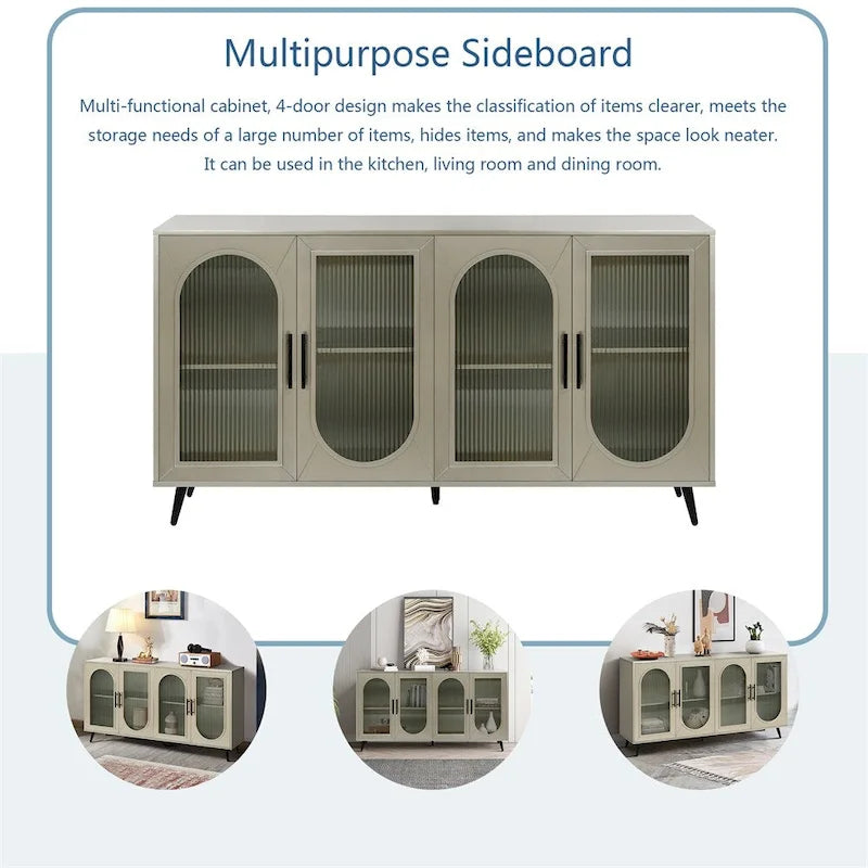 Wood Storage Cabinet with Doors and Adjustable Shelves