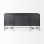 Two-Tone Brown Solid Wood Base Silver Frame 4 Cabinet Sideboard