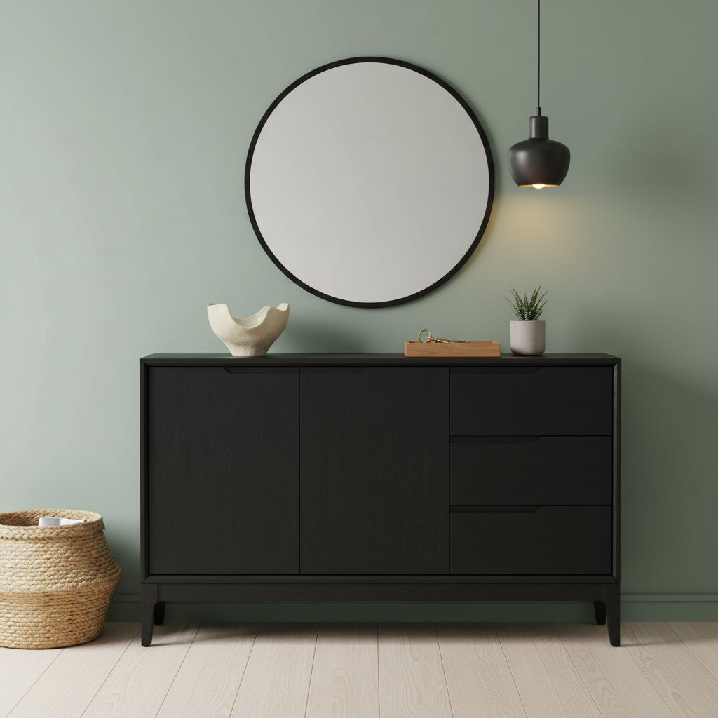 Cove Server with 3 Drawers and 2 Cabinets, Vintage Black