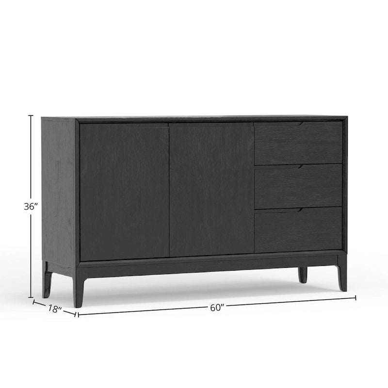 Server with 3 Drawers and 2 Cabinets, Vintage Black