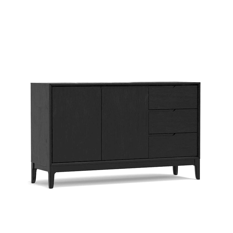 Server with 3 Drawers and 2 Cabinets, Vintage Black