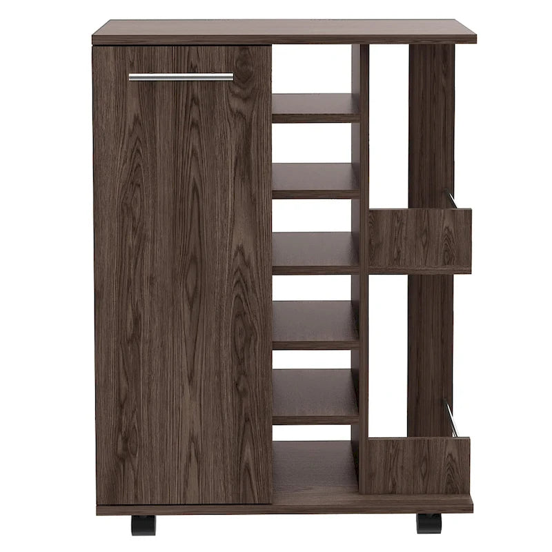 2-Shelf 6-Bottle Bar Cart with Division