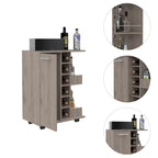 2-Shelf 6-Bottle Bar Cart with Division
