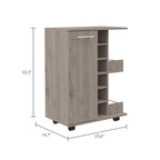 2-Shelf 6-Bottle Bar Cart with Division