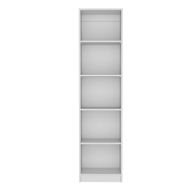 Home Xs Bookcase with 5-Tier Shelves and Slim Design -White -Office