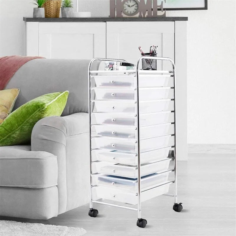 10-Drawer Organizer Cart - 15D x 13W x 34H