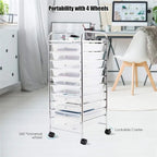 10-Drawer Organizer Cart - 15D x 13W x 34H