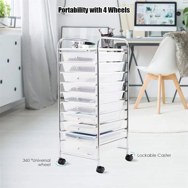 10-Drawer Organizer Cart - 15D x 13W x 34H