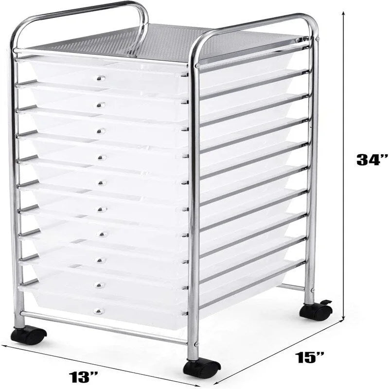 10-Drawer Organizer Cart - 15D x 13W x 34H