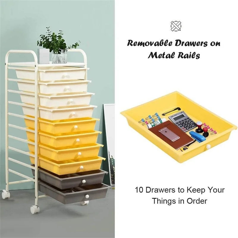 10-Drawer Organizer Cart - 15D x 13W x 34H