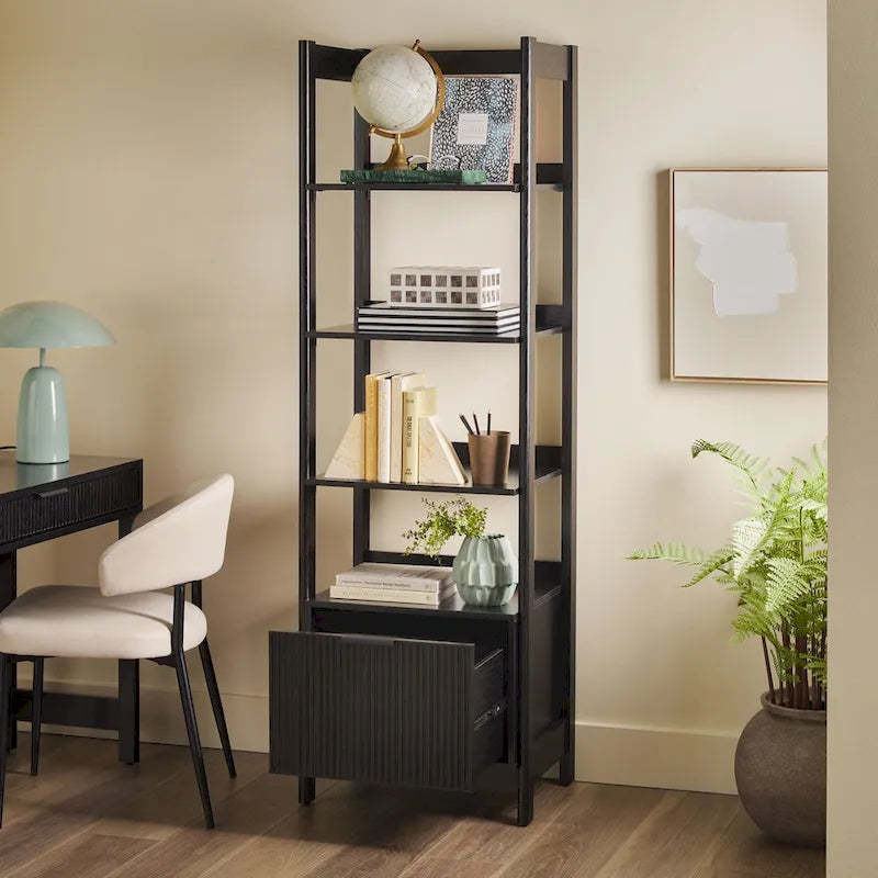 22 Narrow Bookshelf with Drawer