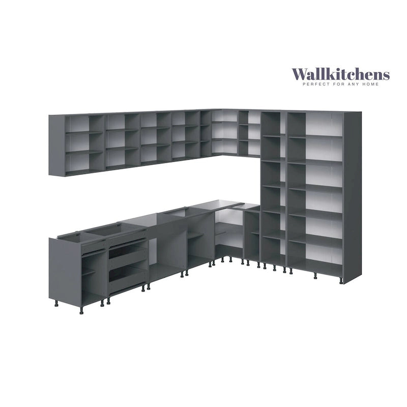 Kitchen — High-Gloss White Base Cabinets; Width: 12 feet (144" x 102")