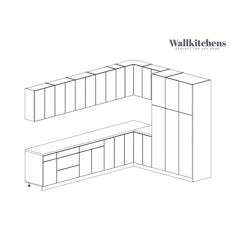 Kitchen — High-Gloss White Base Cabinets; Width: 12 feet (144" x 102")