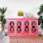71 4-Glass Door Kitchen Accent Buffet Sideboard Cabinet