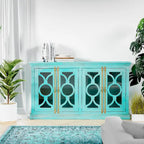 71 4-Glass Door Kitchen Accent Buffet Sideboard Cabinet