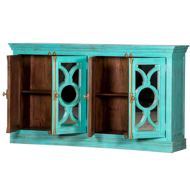 71 4-Glass Door Kitchen Accent Buffet Sideboard Cabinet