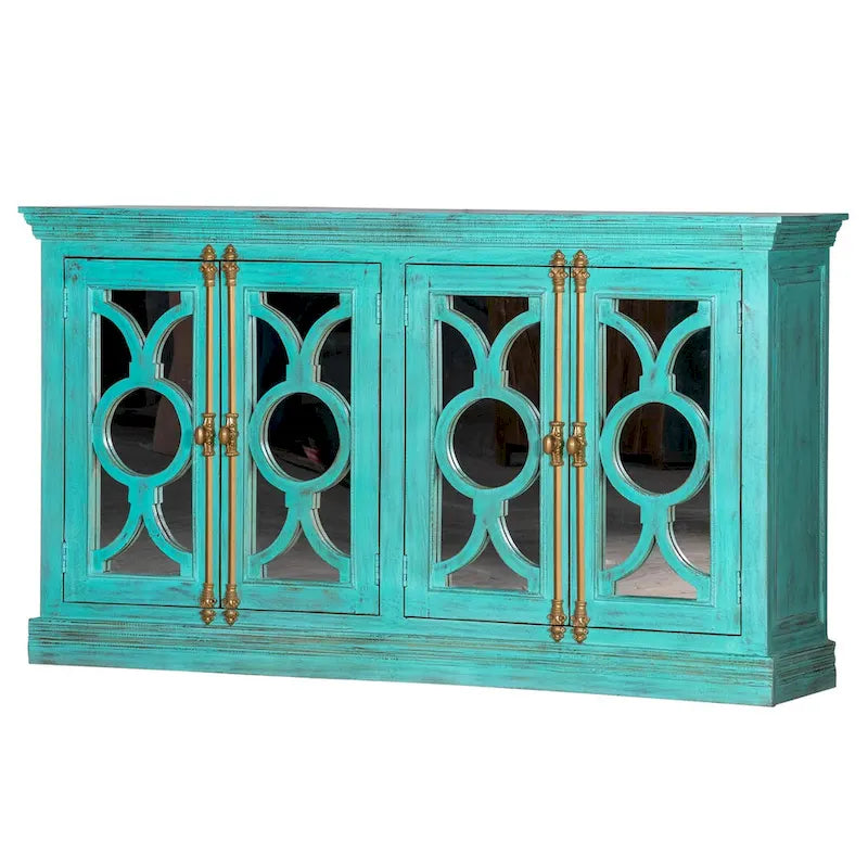 71 4-Glass Door Kitchen Accent Buffet Sideboard Cabinet