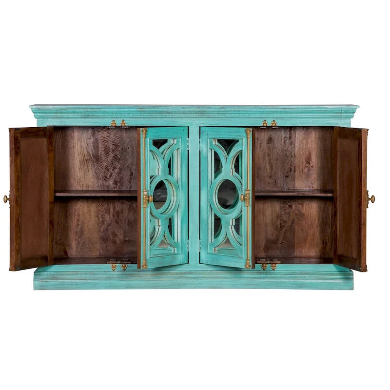 71 4-Glass Door Kitchen Accent Buffet Sideboard Cabinet