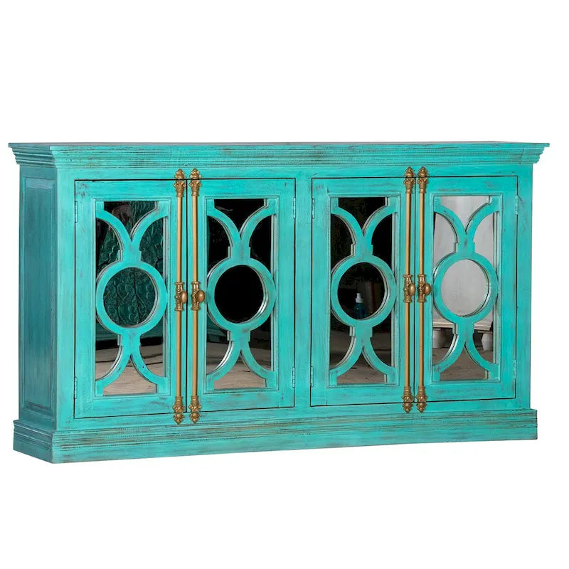 71 4-Glass Door Kitchen Accent Buffet Sideboard Cabinet