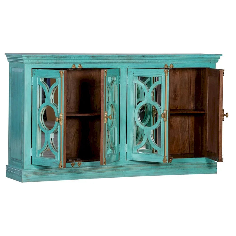 71 4-Glass Door Kitchen Accent Buffet Sideboard Cabinet