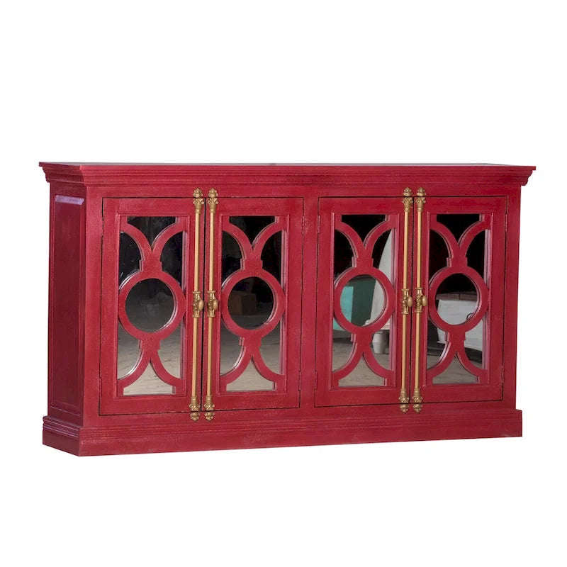 71 4-Glass Door Kitchen Accent Buffet Sideboard Cabinet