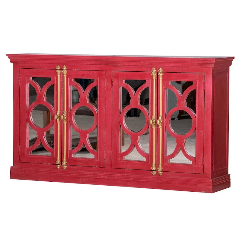 71 4-Glass Door Kitchen Accent Buffet Sideboard Cabinet