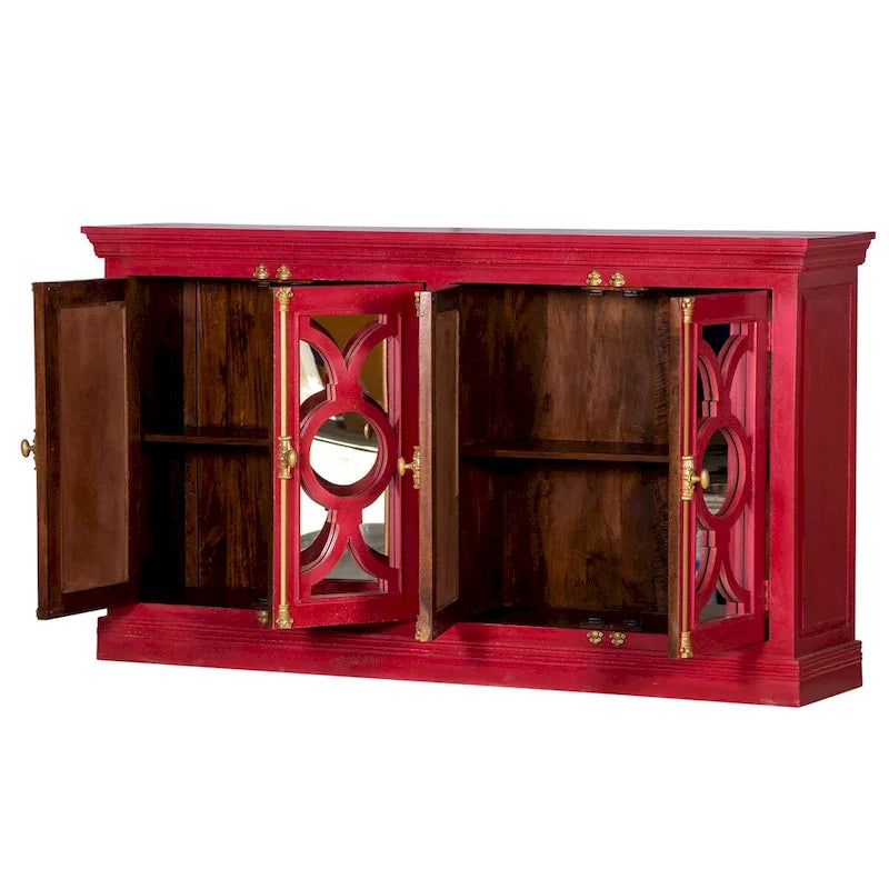71 4-Glass Door Kitchen Accent Buffet Sideboard Cabinet