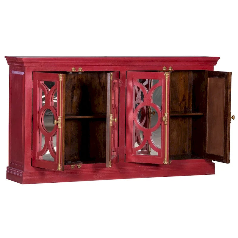 71 4-Glass Door Kitchen Accent Buffet Sideboard Cabinet