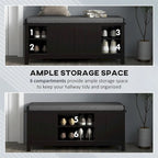 Entryway Shoe Bench Storage Ottoman w/Sliding Door,Adjustable Shelving