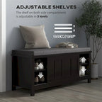 Entryway Shoe Bench Storage Ottoman w/Sliding Door,Adjustable Shelving