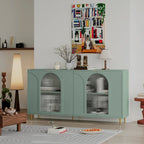 Accent Cabinet Lacquered Wooden Cabinet with 4 Glass Doors Sideboard Buffet Server Cabinet Storage Cabinet, for Living Room