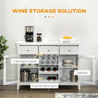 Coffee Bar Cabinet w/Drawers,Wine Rack,Stemware Racks,Buffet Cabinet