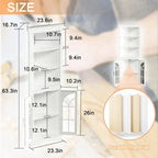 Corner Storage Cabinet, 63.3 Tall Freestanding Bookcase with Doors & Adjustable Shelves, 5-Tier Corner Display Cabinet