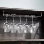 Coffee Bar Cabinet — Wooden Storage Cabinet with Microwave Shelf, Metal Frame, and Open-Design Barn Doors