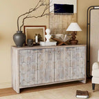 Accent Cabinet Farmhouse Style 4 Door Wooden Cabinet Sideboard Buffet Server Cabinet Storage Cabinet, for Living Room, Entryway