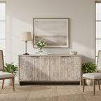 Accent Cabinet Farmhouse Style 4 Door Wooden Cabinet Sideboard Buffet Server Cabinet Storage Cabinet, for Living Room, Entryway