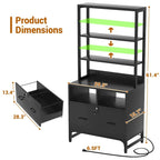 61H Office File Cabinet with Locked Drawers and Hutch, Sideboard with USB Station and Hutch
