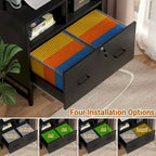 61H Office File Cabinet with Locked Drawers and Hutch, Sideboard with USB Station and Hutch