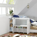 Kids Bookshelf with Reading Nook, Toddler Bookcase Bench and Toy Storage Organizer with Seat and Back Cushion